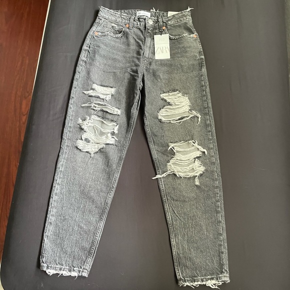 Black Distressed Mom Jeans - Picture 3 of 4